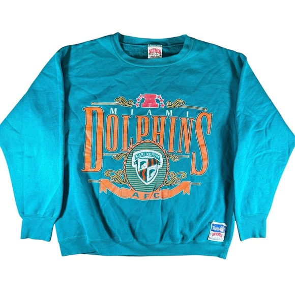 nutmeg mills Other - Vintage 90s Miami Dolphins Sweatshirt Nutmeg Large USA NFL Football Aqua VTG